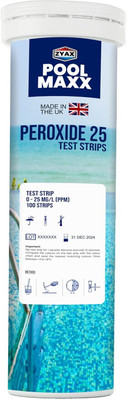 Zyax Pool Maxx Peroxide Test Strips | 100 Easy Dip & Read Strips | Up to 25 PPM Ph Test Strip(0.5 - 25)