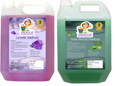 swacch Hand Wash Liquid Lavender & Neem Aloevera Combo Pack of 2 Eco-Friendly(10 L)