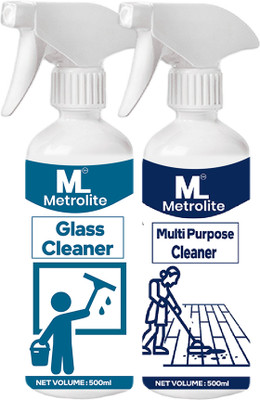 Metrolite Glass cleaner & All-purpose Cleaner Pack of 2 All types of Glass, Multi-purpose(500 ml)