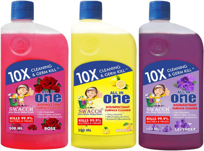 swacch Surface & Floor Cleaner Combo Pack of 3 Rose , Lemon & Lavender(1500 ml)