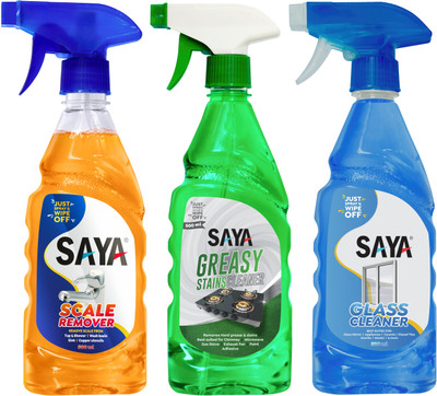 saya Combo of Scale Remover +� Glass Cleaner + Greasy Stains Cleaner (500ml Each)(500 ml, 500 ml, 500 ml)