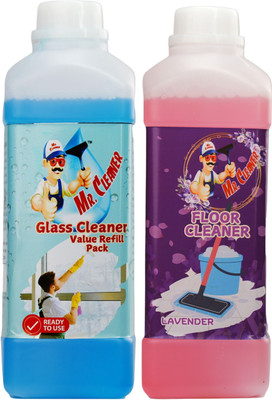 Mr. Cleaner Glass Cleaner & Lavender Floor Cleaner Combo for Fresh Fragrant Floors(1 L, 1 L)