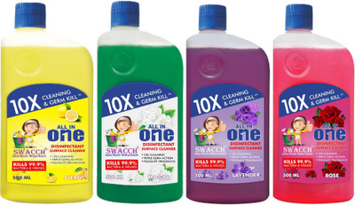 swacch Surface & Floor Cleaner Combo Pack of 4 Lemon , Mogra , Lavender & Rose(2 L)
