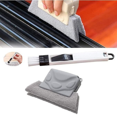 TWO PURCHASE Combo of Window Groove Frame Cleaning Brush and Dust Cleaning Brush &Mesh Screen Sponge, Nylon Wet and Dry Brush(Multicolor, 2 Units)