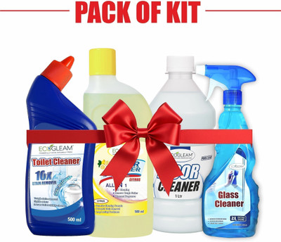 EcoGleam Combo Toilet, Glass, Citrus Floor Cleaner Liquid (Each 500ml) & White Phenyl 1L(2500 ml)
