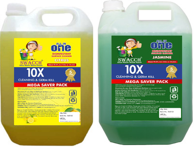 swacch Floor Cleaner Liquid I Surface Cleaner Liquid Combo Pack of 2 Lemon & Jasmine(10 L)