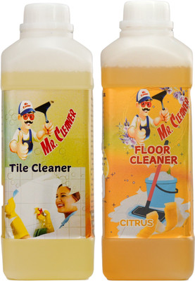 Mr. Cleaner Tile Cleaner and Citrus Floor Cleaner Combo Pack Stain Remover and Deep Cleaning(1 L, 1 L)