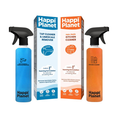 Happi Planet Tap Cleaner & Limescale Remover and Kitchen Cleaner Combo(999 ml)