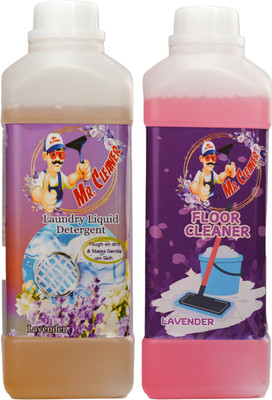 Mr. Cleaner Laundry Cleaner & Lavender Floor Cleaner Combo Stain Remover & Germ-Killing(1 L, 1 L)