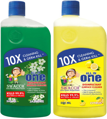swacch Surface & Floor Cleaner Liquid Combo Pack of 2 Jasmime & Lemon(1 L)