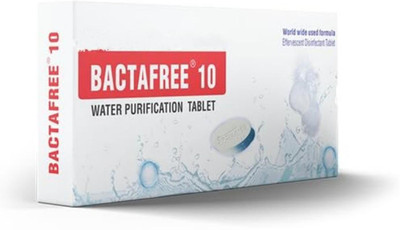 BACTAFREE 10 Water Purification Tablets - Use for Water Pot, Water Jar and for Travelling - Each Packet Contains 30 tablets - Each Tablet Purifies 10 liters Water (150 tablets) - Pack of 5(20 g)