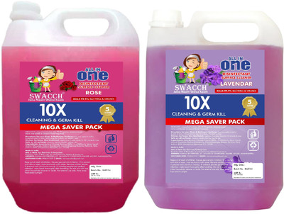 swacch Floor Cleaner Liquid I Surface Cleaner Liquid Combo Pack of 2 Rose & Lavender(10 L)