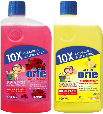 swacch Surface & Floor Cleaner Liquid Combo Pack of 2 Rose & Lemon(1 L)