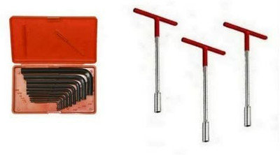 Exotic Arcade 9 Pcs Allen Key with 3 T Spanner Set (8,10,12 MM) L Shape Repair Kit Folding Allen Key Set