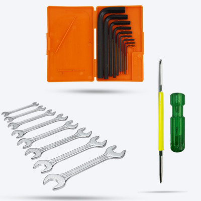 Hillgrove HGCM331M1 9Pcs Allen Key Kit with 8Pcs Double Open Wrench and 2in1 Screwdriver Allen Key Set