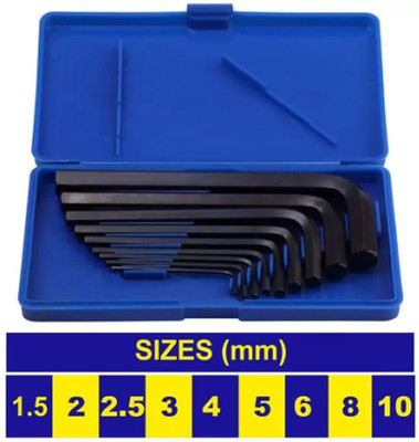 Tulsway 9 Pcs Full Hex Allen Key Kit Bolt Spanner Goti Wrench L Shape Repair Tool Set Allen Key Set