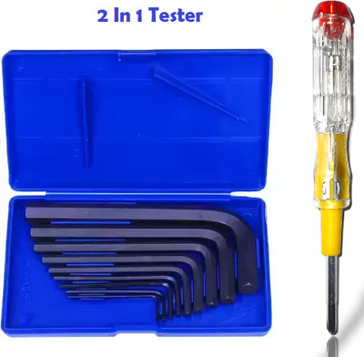 Snomex 9 Pieces Hex Allen key Wrench L Shape Repair Tool With 2 in 1 Tester Allen Key Set
