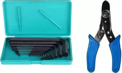 Ubod 9 Pieces Hex Allen Key Wrench L Shape Repair and stripper wire cutter Set Allen Key Set