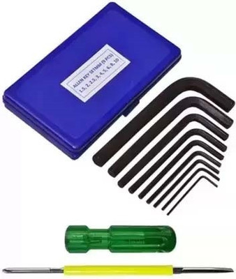ARQEST Heavy Duty 9 Pcs Allen Key Kit For Bike/Cycle/Guitar With 4 Inch Screwdriver set Allen Key Set