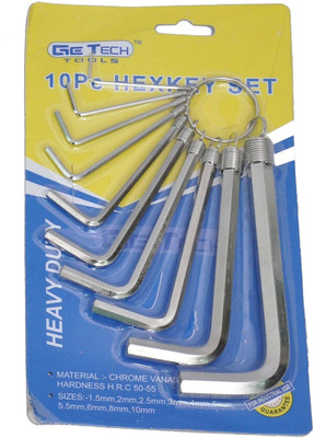 Digital Craft Ge-Tech 10-Piece Key Ring High Quality Allen Hex Key Set Chrome Allen Key Set