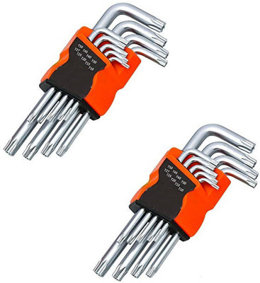 Inditrust 9Pc 2set L Type Screwdriver Double-End Wrench Hexagon Torx Star Spanner HandTool Allen Key Set