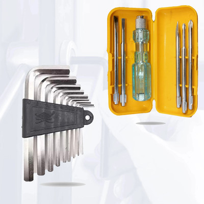 Hillgrove HGCM483M1 Hex with 5in1 Screwdriver Bolt Spanner Wrench L Shape Tool Allen Key Set(Pack of 2)