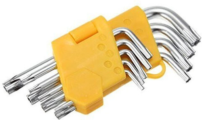 AASONS 9 Pcs Silver Tone Metal Torx/Star Allen Key Set with Hole from T10-T50 Allen Key Set