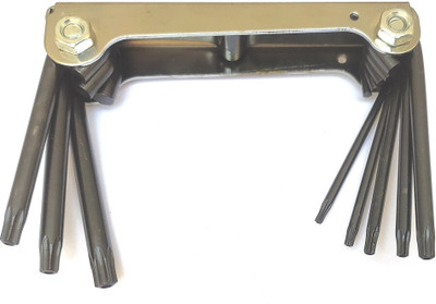 Inditrust new 1pc Folding Torx Allen key set size T9 T10 T15 T20 T25 T27 T30 and T40 Folding Allen Key Set