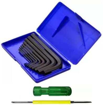 Kshivi AK25 9 Pcs Allen Key Kit For Bike/Cycle/Guitar With 4 Inch Screw Driver Allen Key Set