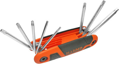 Harden 8-in-1 Folding Torx Key Set | Multi-Size (T9-T40) Portable Wrench Tool - 540617 Folding Allen Key Set