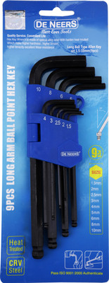 De Neers 9 Pcs Set Hex Allen Key Set Extra Long Arm Allen Key Set(Pack of 1)