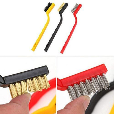 HAPANI STORE 3 Pc Mini Wire Brush, Household Cleaning Tool With Brass, Stainless Steel brush Plastic Wet and Dry Brush(Multicolor)