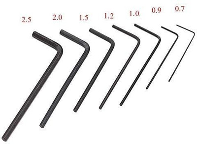 AASONS Allen Key Set Micro Size 7 pcs Metric (0.7, 0.9, 1.0, 1.2, 1.5, 2.0, 2.5) mm Allen Key Set