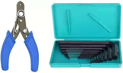 Snomex 9-Pcs Full Hex Allen Key Kit Wrench L Shape Repair With Heavy Duty Wire Cutter Allen Key Set