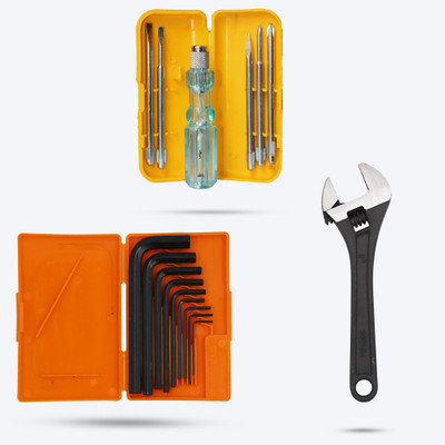 Hillgrove HGCM327M1 9Pcs Full Hex Allen Key Kit with 5in1 Screwdriver, Adjustable Wrench Allen Key Set
