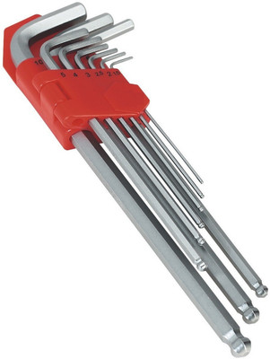 Inditrust new Multi size 9 pcs Hex long Allen Key Set MIRROR BALL POINT Allen Key Set