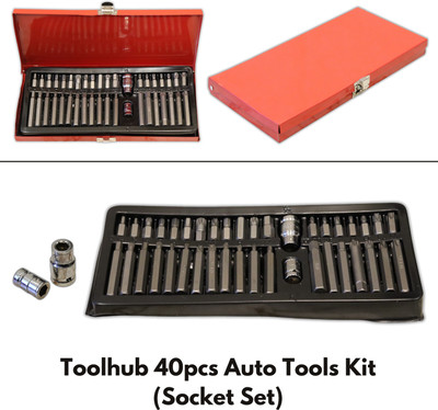 Toolhub 40Pcs Hex/Torx Set | Garage Tools Equipment For Auto Repair, 1/2'' 3/8'' Adaptor Socket Set(Pack of 40)
