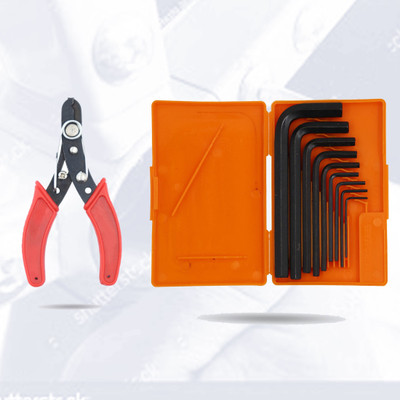 Hillgrove HGCM6M1 9Pcs Hex Allen Key Kit With Wire Cutter for Bike/Bicycle/Cycle/Guitar Allen Key Set