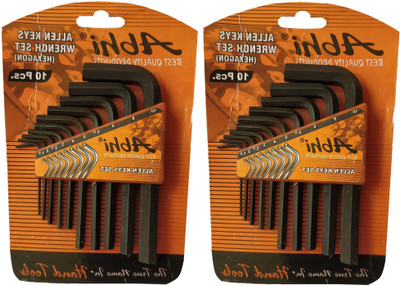 Inditrust 2set 10 Pieces Hex Allen Key Wrench L Shape Repair Tool Set Allen Key Set