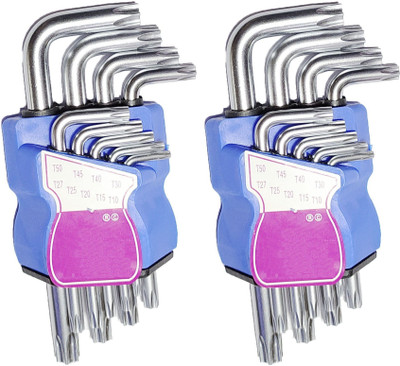 Inditrust 9Pcs 2set L Type Screwdriver Double-End Wrench Set Allen Key Hexagon Torx Star Allen Key Set