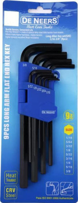 De Neers 9 Pcs Hex Allen Key Set Extra Long Arm Allen Key Set