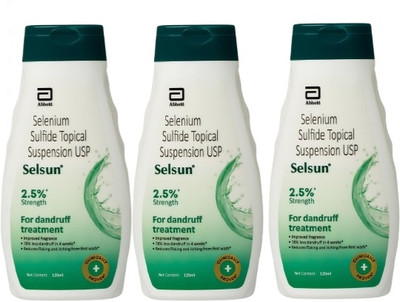 Selsun Suspension Anti Dandruff Shampoo (120 ml x pack of 3) Liquid(3 x 120 ml)