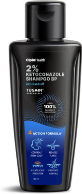 Cipla Tugain Essentials 2% Ketoconazole Anti-Dandruff Shampoo For Itchy & Flaky Scalp Liquid(100 ml)