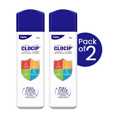 Cipla Clocip Antifungal Powder(2 x 100 g)