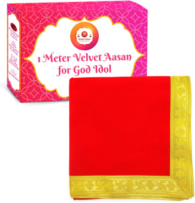 Bhakti Lehar ( Size: 1 Meter ) Large Size Velvet Red Pooja Aasan Chowki Altar Cloth