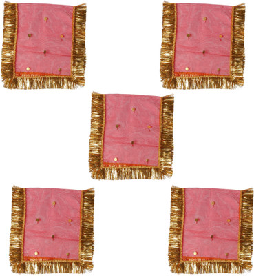 Dulhan Enterprises Navratra Special 5 Pc Mata rani 4x10 inches Golden Print Net Chunni by Dulhan Altar Cloth(Pack of 5)