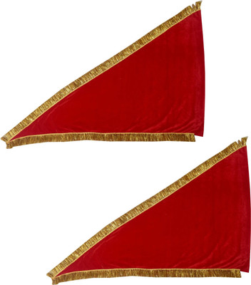 Dulhan Enterprises Red Triangular Shiny Velvet Religious Islamic Flag Plain ,(0.5 mtr X 0.75 mtr) Altar Cloth(Pack of 2)