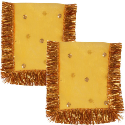 Dulhan Enterprises Mata rani ki chunri Set of 2 Yellow color Small Net Chunni for Pooja by DULHAN Altar Cloth(Pack of 2)