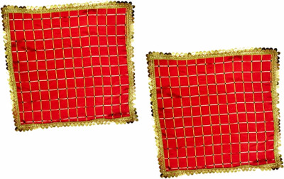 MyGodGift Combo of 2 Red Pooja Aasan for God - Pooja Mat | Goddess Chowki Aasan for Mandir Altar Cloth(Pack of 2)
