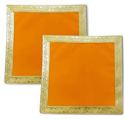 RMCG Traders Pooja Mandir Kapda, 1 Meter Green Silk Satin Altar Cloth for God Pooja Table Altar Cloth(Pack of 2)